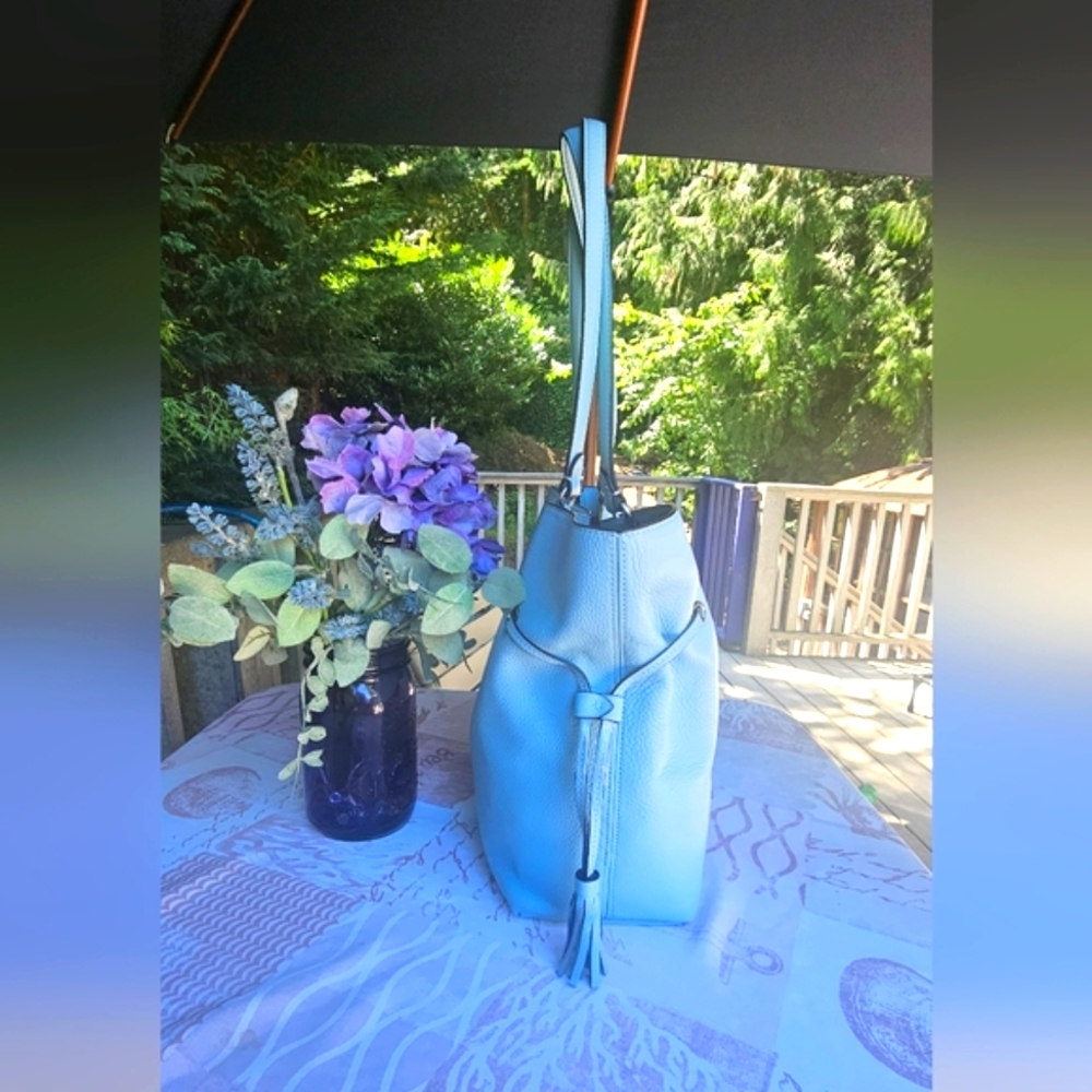 Coach Andy Tote in Pebble Leather Horse and Carriage in Blue - Picture 6 of 16